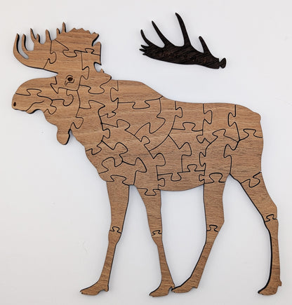 Moose Wood Puzzle - Solid Walnut Wood Puzzle - Shape Series