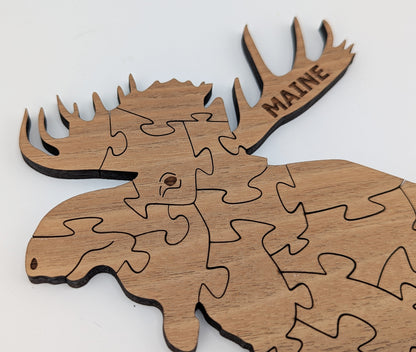 Moose Wood Puzzle - Solid Walnut Wood Puzzle - Shape Series