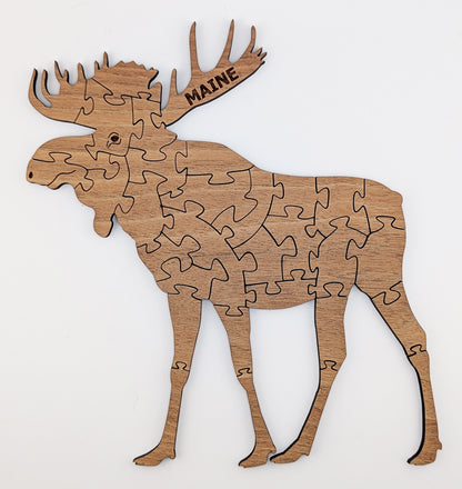 Moose Wood Puzzle - Solid Walnut Wood Puzzle - Shape Series
