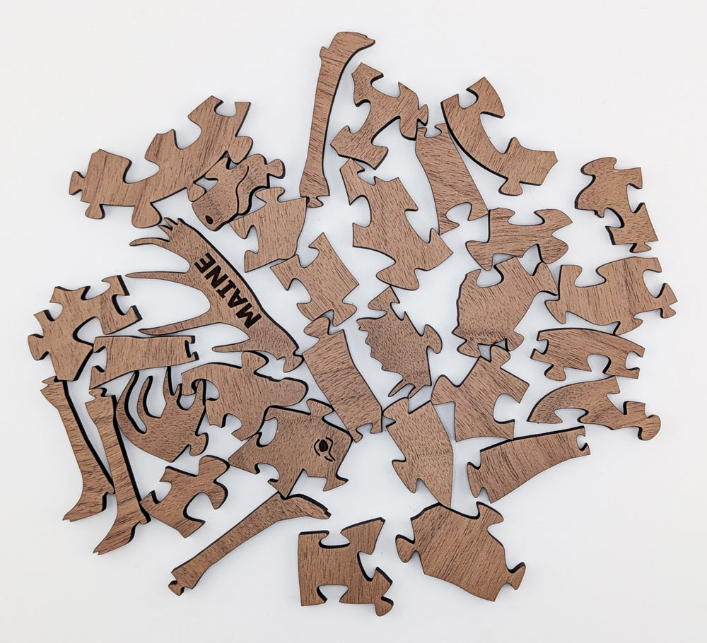 Moose Wood Puzzle - Solid Walnut Wood Puzzle - Shape Series
