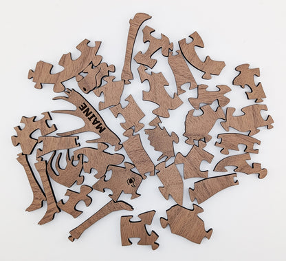 Moose Wood Puzzle - Solid Walnut Wood Puzzle - Shape Series