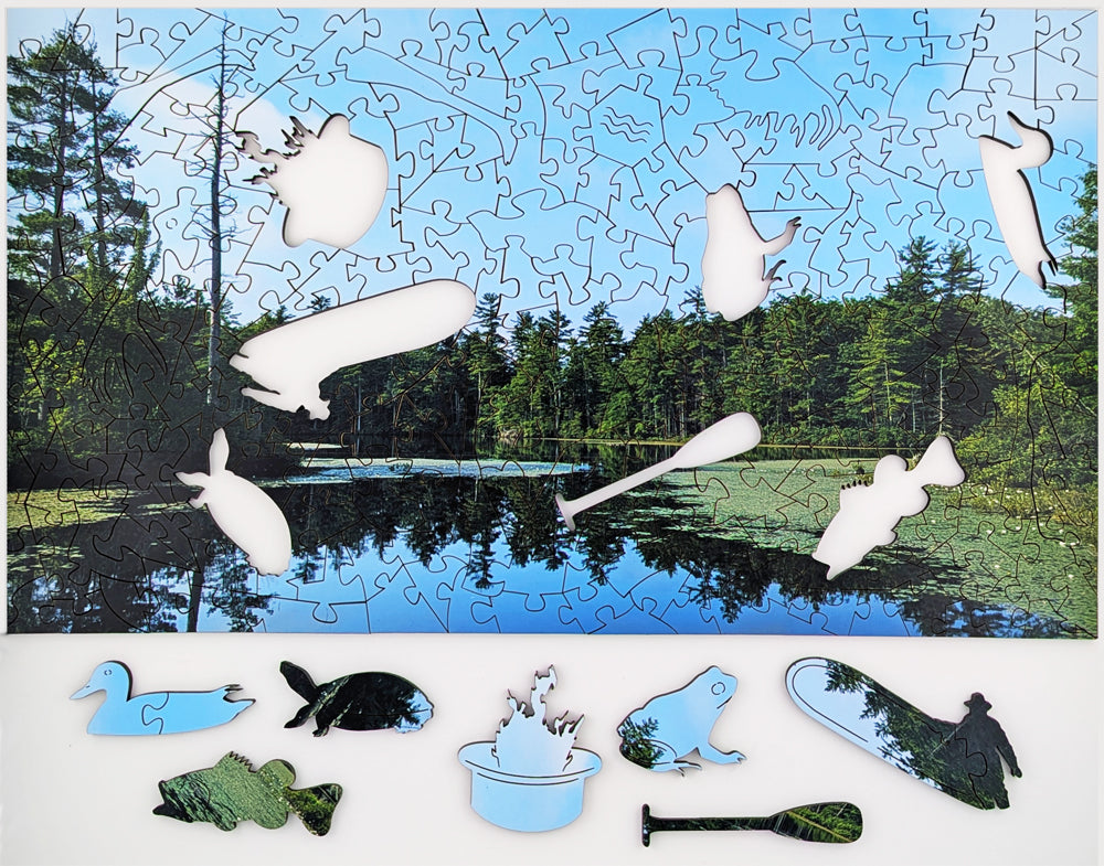 Pond Reflection - Large Wood Jigsaw Puzzle - Traditional Series