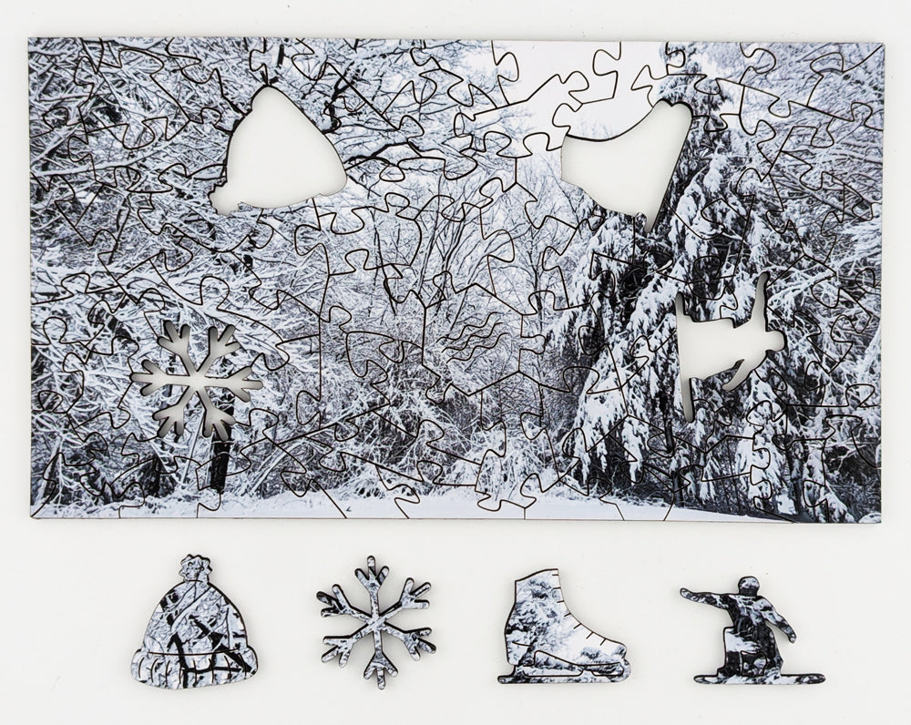 Snowy Trees - Wood Jigsaw Puzzle - Miscroscene Series